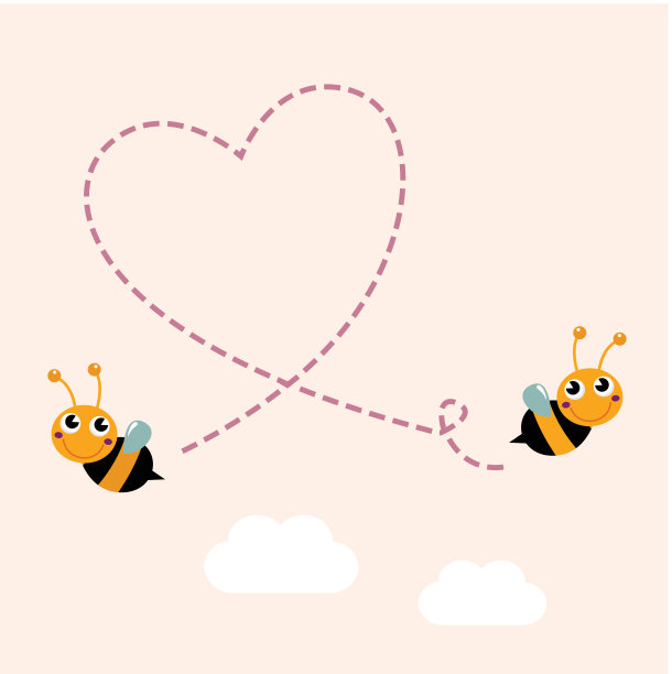 飞翔的蜜蜂在空中制造大爱的心图片下载