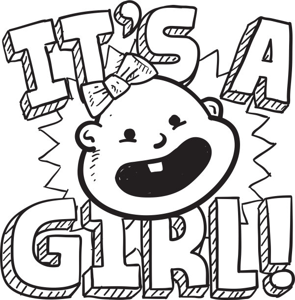 这是一幅女婴素描图片下载