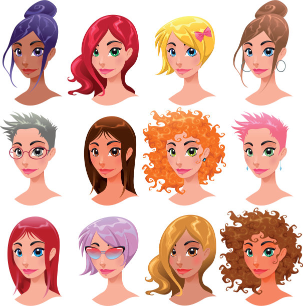 女性。孤立和可互换的元素图片下载