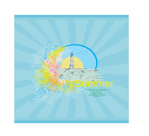 从一个小海滩看到的灯塔-垃圾摇滚海报图片下载