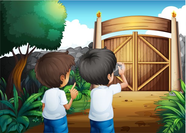 男孩们在院子里拍照图片下载