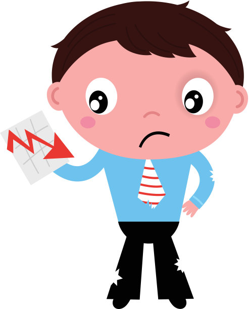 不高兴的经理与销售增长图表孤立在白色图片下载