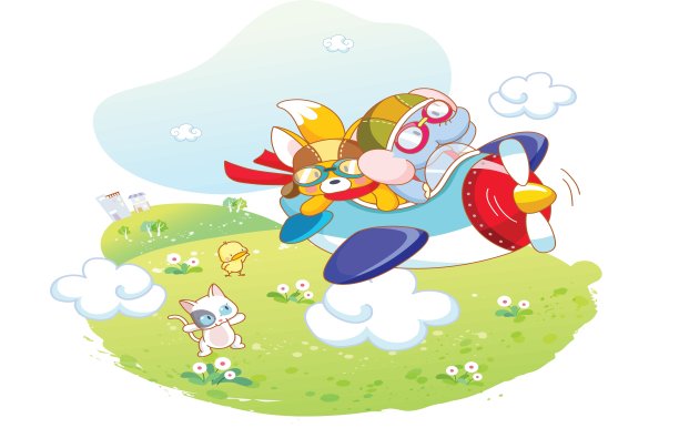 飞机上可爱的动物图片下载