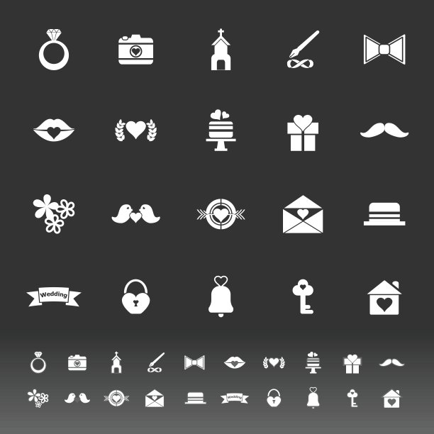 灰色背景上的婚礼图标图片下载