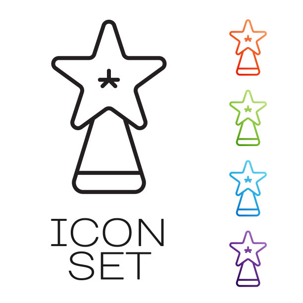 黑线圣诞星图标孤立在白色图片下载