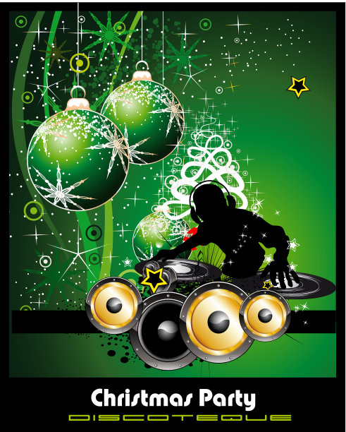 迪斯科派对传单背景圣诞节图片下载