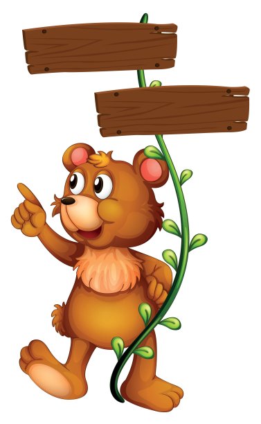 一只熊和一个空招牌图片下载