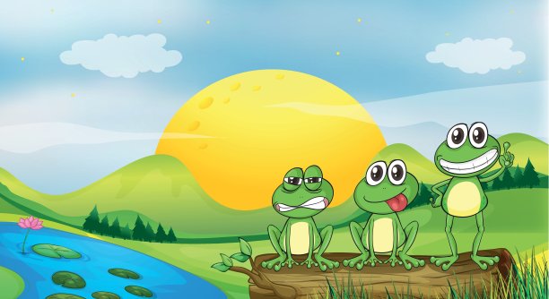 三只青蛙在河边图片下载