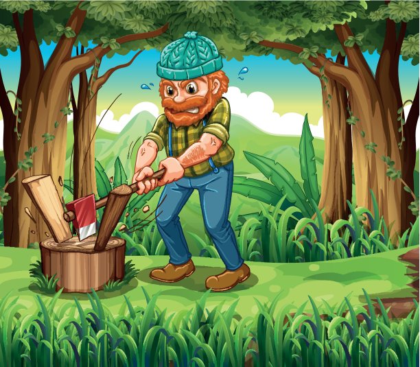 森林里勤劳的樵夫图片下载