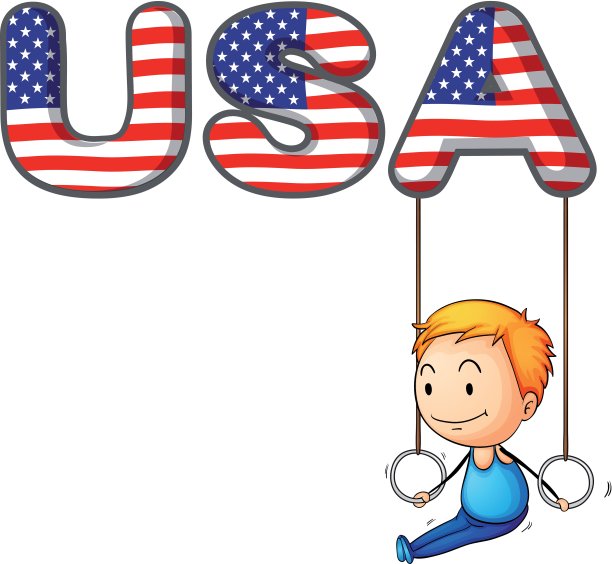 美国字母和一个小男孩玩图片下载