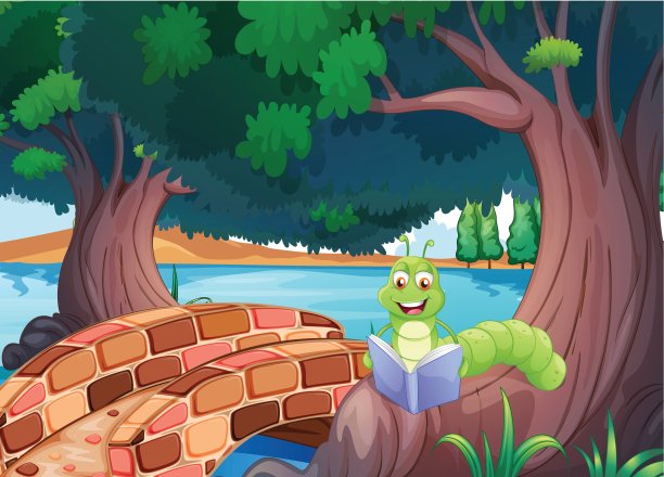 一只虫子在桥旁边看书图片下载