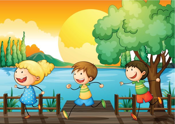 孩子们在河里玩图片下载