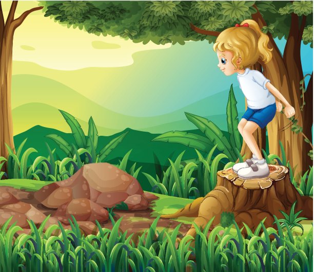 树林里的一个女孩图片下载