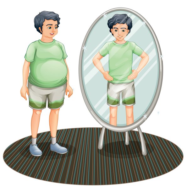 一个胖子在镜子外面，一个瘦子在镜子里面图片下载