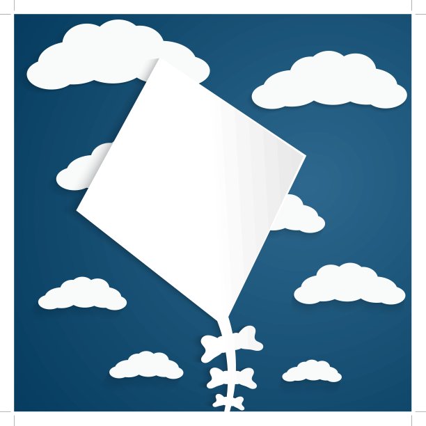 风筝在蓝色的背景与云彩图片下载