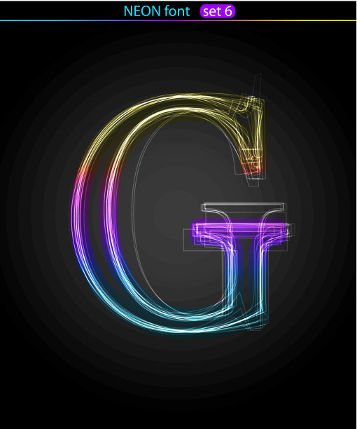 霓虹灯字母G图片下载