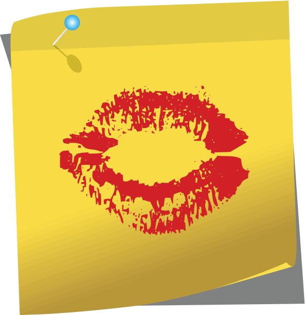 黄色的女性嘴唇便利贴图片下载