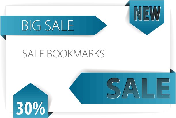 蓝色的纸箭头-向量销售图片下载