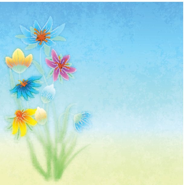 蓝色花朵的抽象垃圾画图片下载