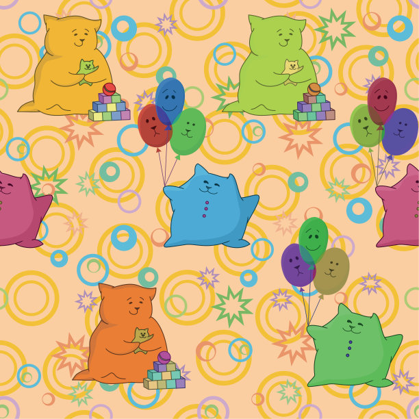 无缝，卡通动物玩具图片下载