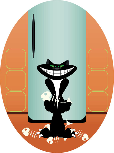 厨房里的黑色大猫图片下载