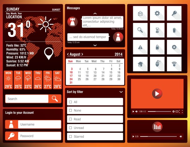 面向移动应用的平面设计元素图片下载