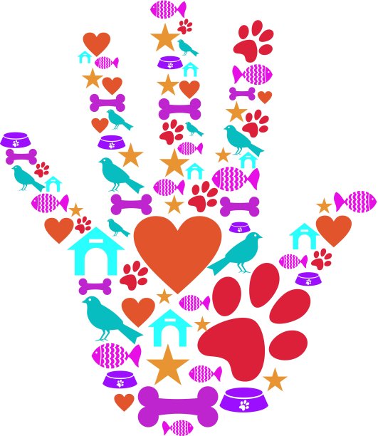 宠物动物保护手图标集图片下载