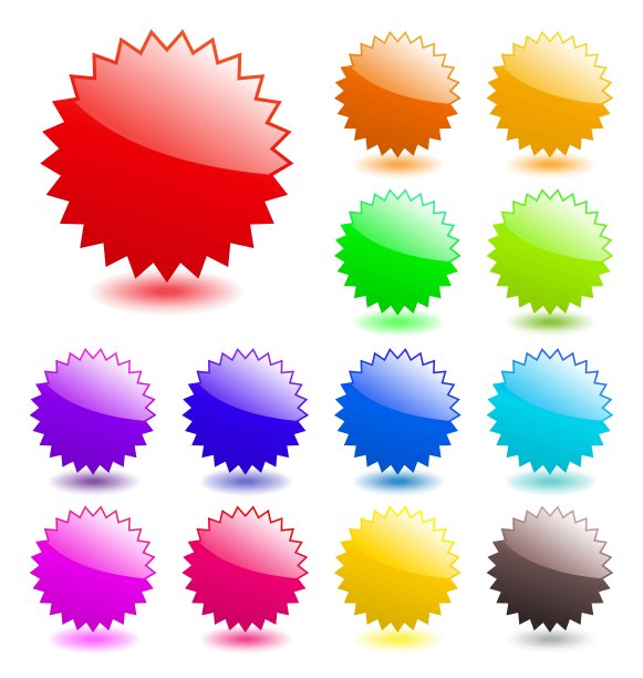 多色光滑的网页元素。完美的添加文本，图标图片下载