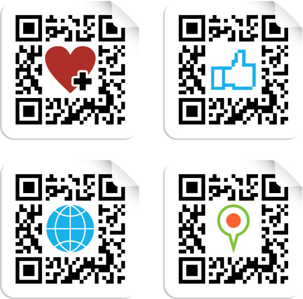 一组带有社交媒体图标的二维码图片下载