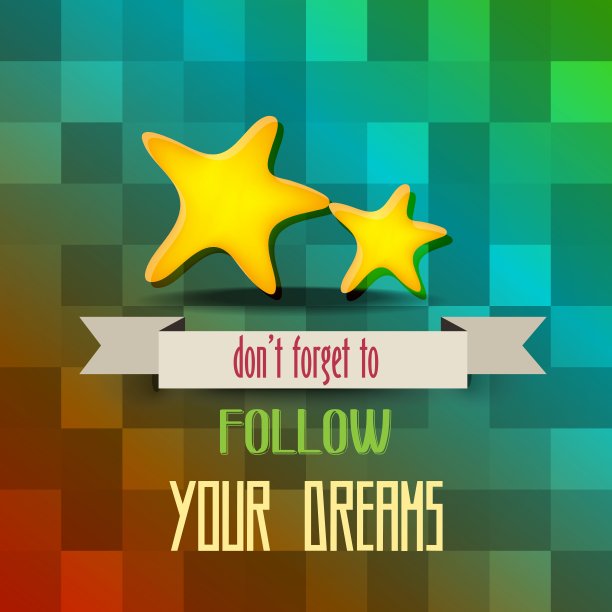 复古海报上写着“别忘了追随你的梦想”图片下载