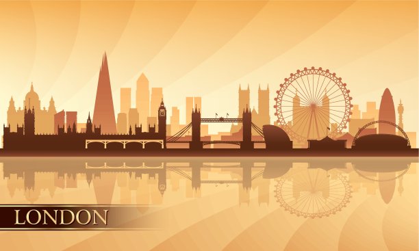伦敦城市天际线剪影背景图片下载