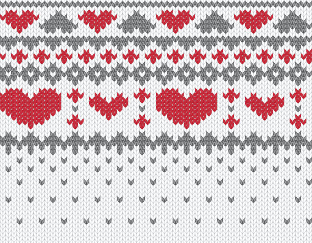 针织图案向量与心图片下载