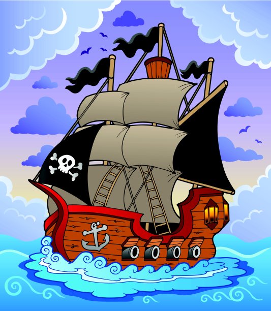 暴风雨中的海盗船图片下载