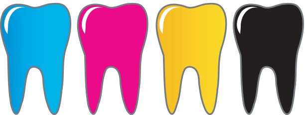 牙科医生的CMYK牙齿标志图片下载