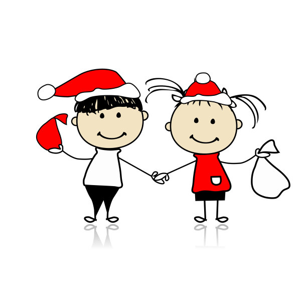 孩子们带着圣诞礼物图片下载