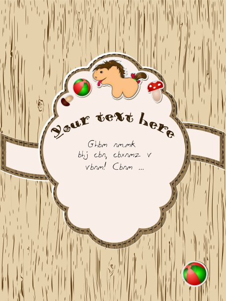 有婴儿玩具的木制卡片图片下载