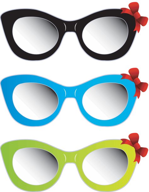 红色蝴蝶结的彩色猫眼太阳镜图片下载