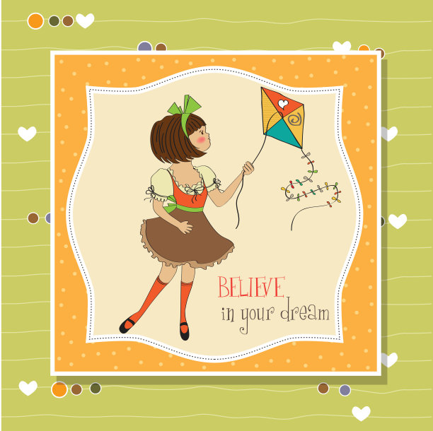 可爱的青少年在玩风筝图片下载