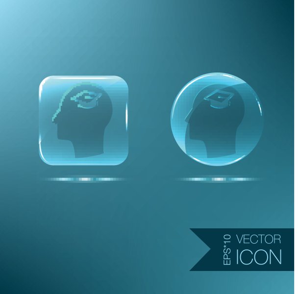 矢量图标头像认为剪影矢量人和他的思想毕业帽。教育的迹象。象征图标学院或学院。毕业图片下载