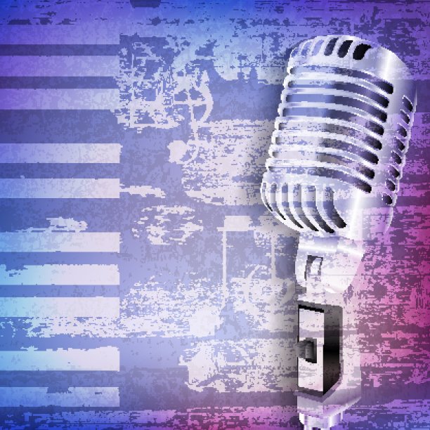 抽象的垃圾背景与复古麦克风图片下载