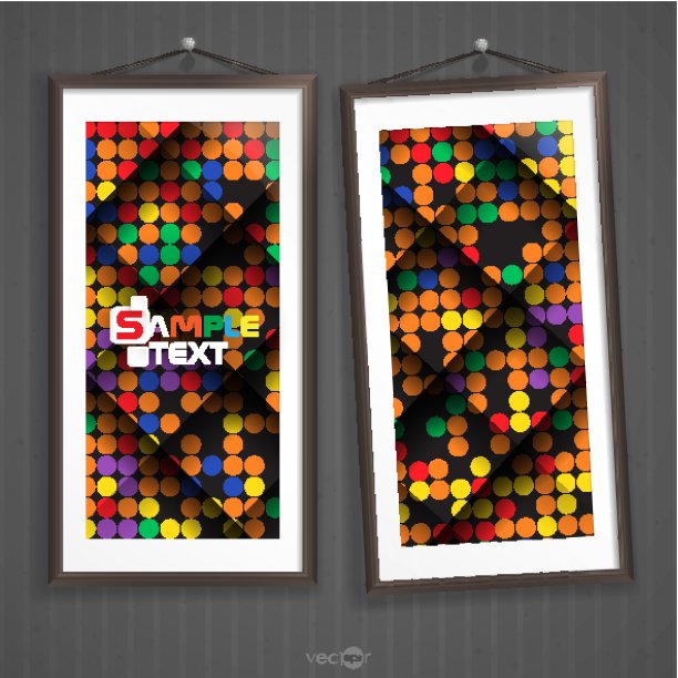 条纹老墙上的两个画框图片下载