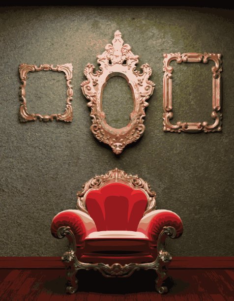 矢量椅子和框架在混凝土背景上图片下载