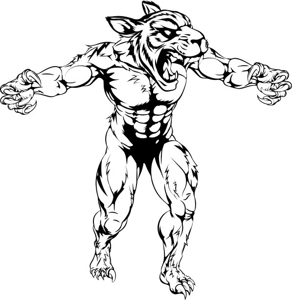 老虎吓人的体育吉祥物图片下载