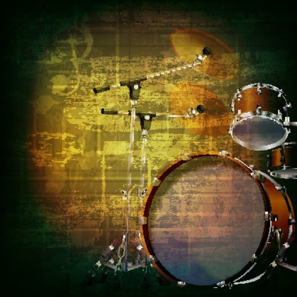 抽象的垃圾背景与鼓套件图片下载