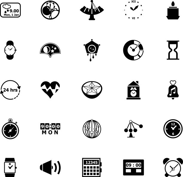 白色背景上的设计时间图标图片下载