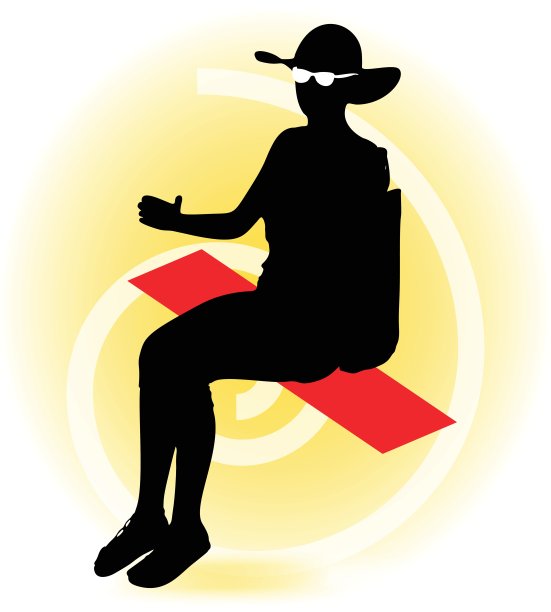 女游客用手提包和太阳镜剪影图片下载