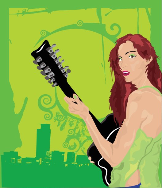 女人的吉他手图片下载