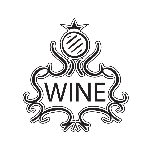 华丽的矢量标志与皇冠和酒桶葡萄酒图片下载