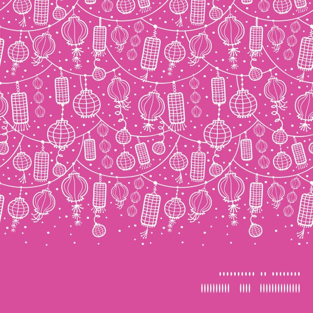 矢量节日灯笼线艺术水平框架无缝Patte图片下载