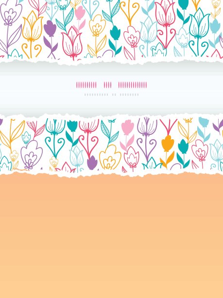 五颜六色的郁金香花撕框垂直无缝背景图片下载